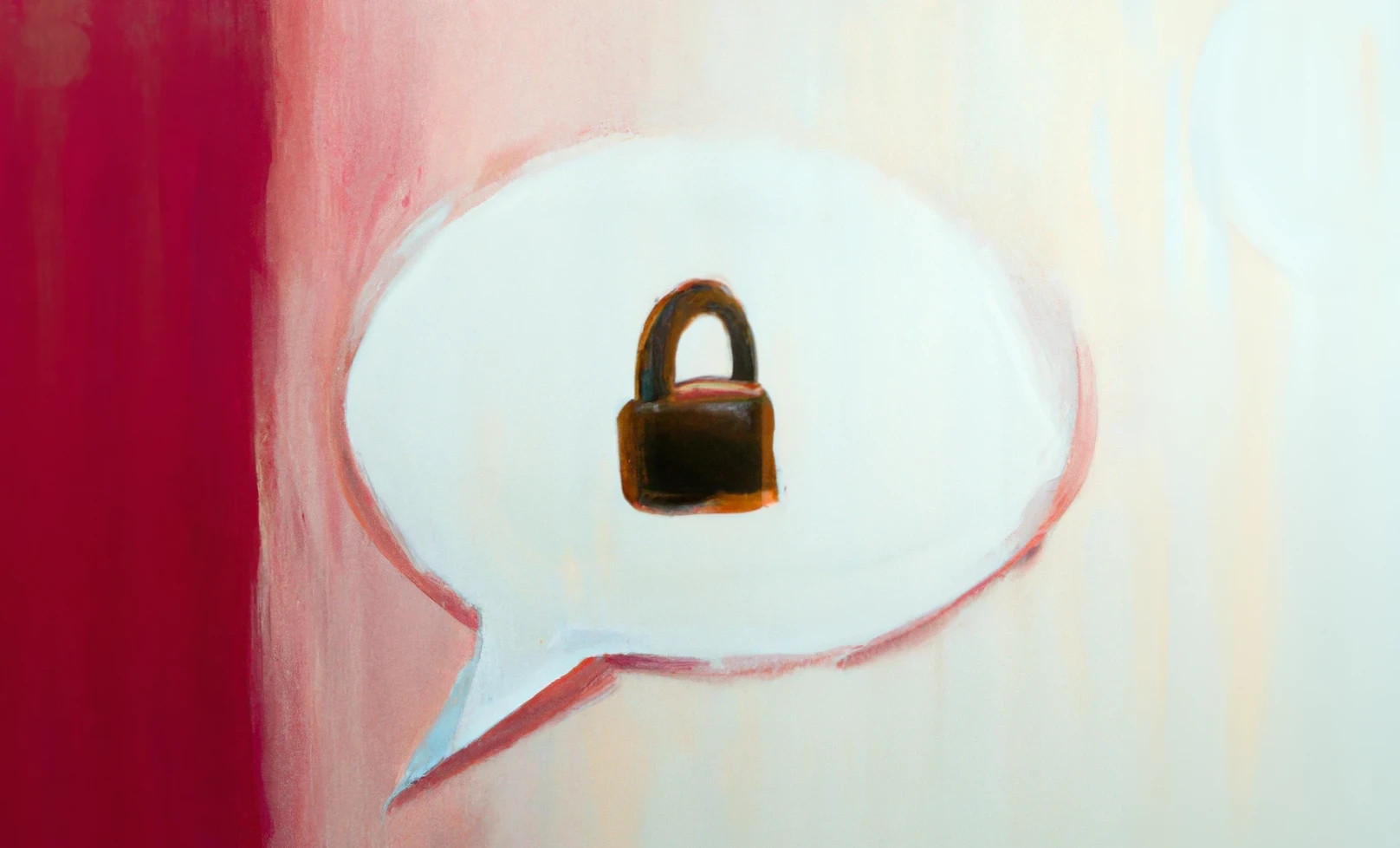 A speech bubble with a padlock on it.