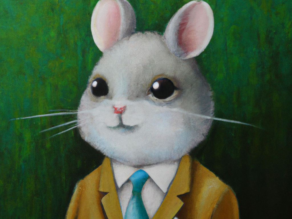 A rabbit-mouse wearing a suit
